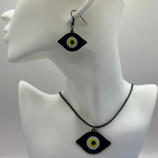Evil Eyes Earrings and Necklace, Traditional Protection Earrings and Necklace - Image 2