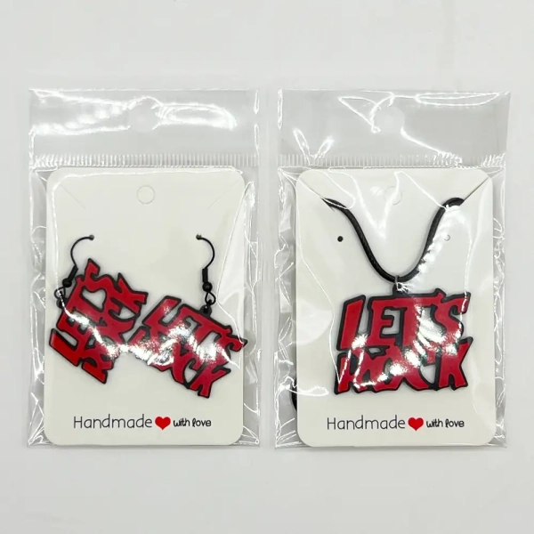 Let's Rock Earrings and Necklace, Rock n Roll Earrings and Necklace