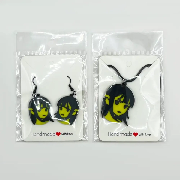 Manga Girl Necklace and Earrings, Manga Girl Earrings and Necklace