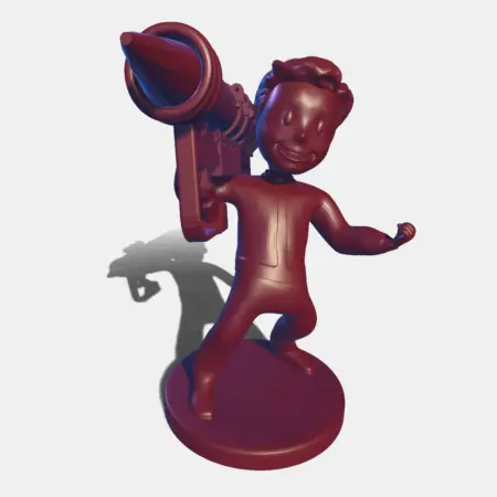 Vault Boy with Bazooka 3D STL File