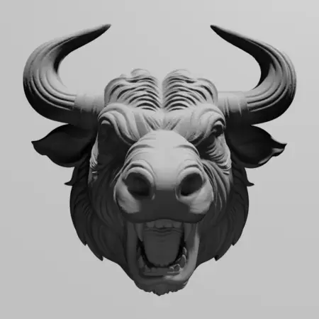 Angry Bull Head Ornament STL 3D Print File