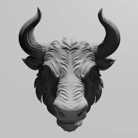 Angry Bull Head Ornament STL 3D Print File