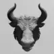 Angry Bull Head Ornament STL 3D Print File