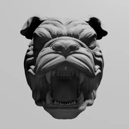 Angry Creepy Bulldog Head Ornament STL 3D Print File