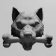 Angry Dog Biting Bone Ornament STL 3D Print File
