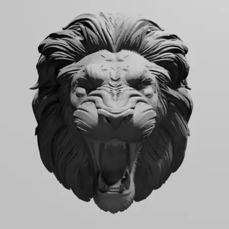 Angry Lion Head Ornament STL 3D Print File