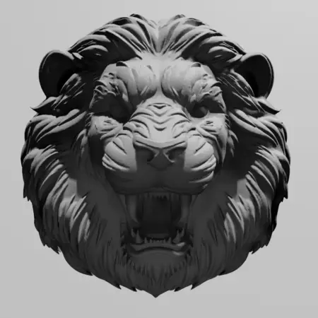 Angry Lion Head Ornament STL 3D Print File