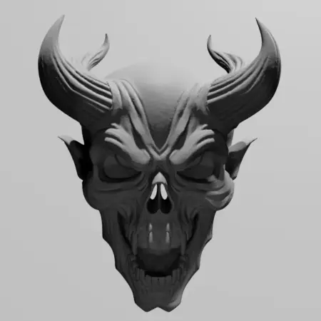 Creepy Demon Skull Ornament STL 3D Print File