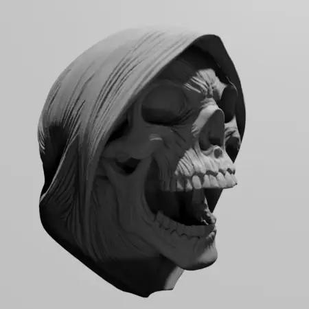 Scary Reaper Skull Ornament STL 3D Print File