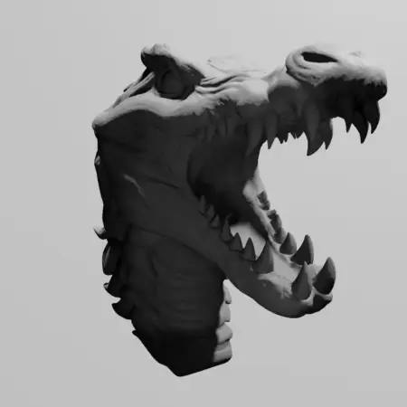 Wild Crocodile Head Ornament STL 3D Print File