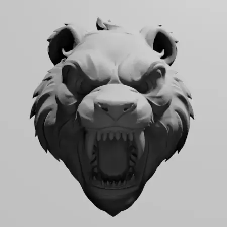 Wild Panda Bear Head Ornament STL 3D Print File