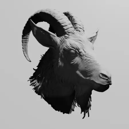 Baphomet Head STL 3D Print File, Demon Goat Head STL Download