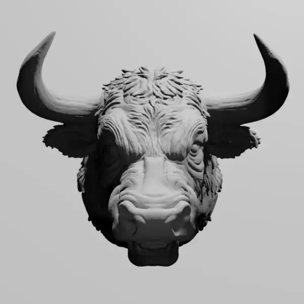 Bull Head STL Download, Angry Bos Taurus STL 3D Print File