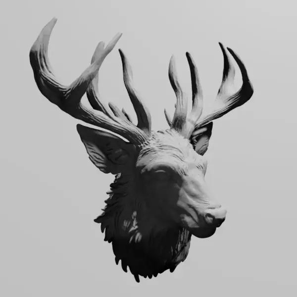 Deer Head STL Download, Cervidae Cervinae STL 3D Print File