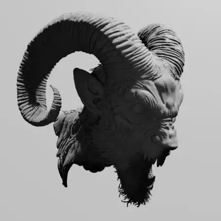 Goat Head STL 3D Print File, Satanic Goat Head STL Download