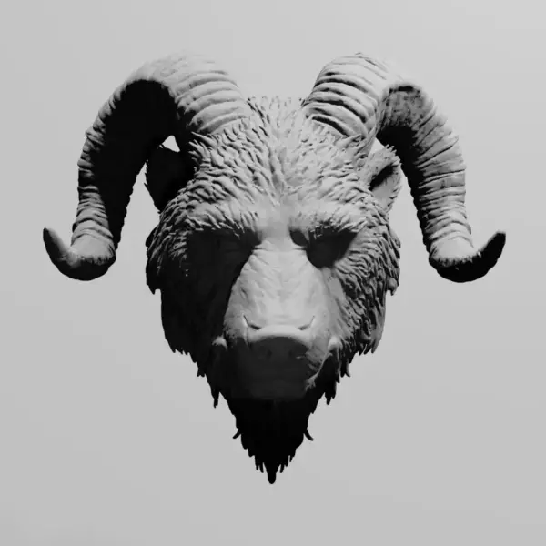 Horned Bear STL 3D Print File, Demon Head STL Download