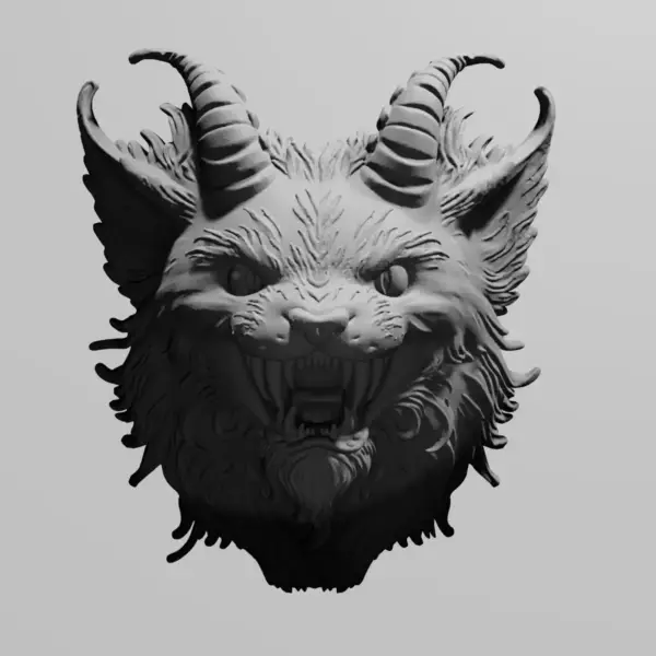 Horned Cat STL 3D Print File, Wild Caracal STL Download