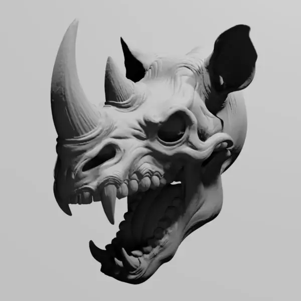 Rhino Head STL Download, Rhinoceros Skull STL 3D Print File