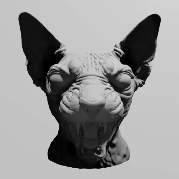 Sphynx Cat STL 3D Print File, Sphinx Head STL Download